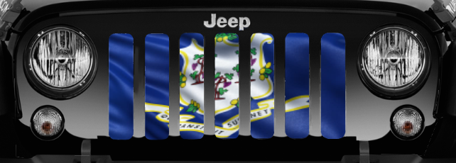 Waving Connecticut State Flag Grille Insert