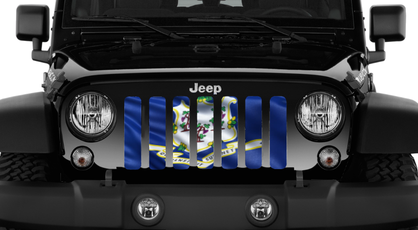 Waving Connecticut State Flag Grille Insert