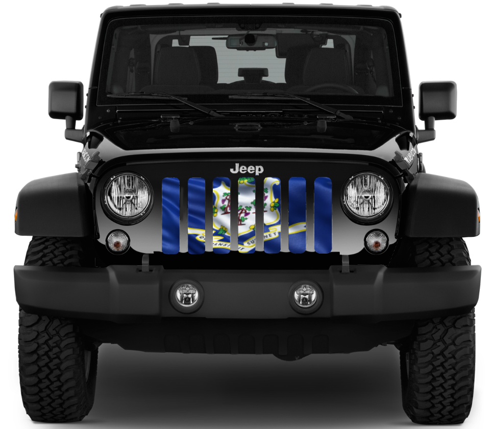 Waving Connecticut State Flag Grille Insert