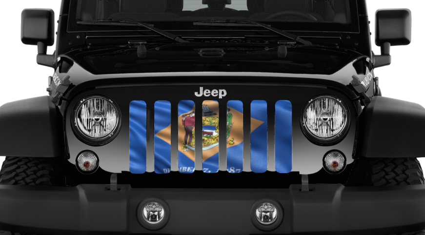 Waving Delaware State Flag Grille Insert