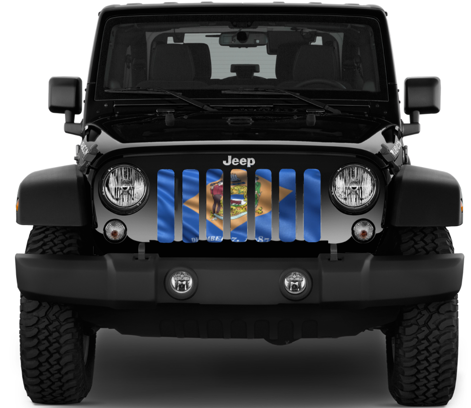 Waving Delaware State Flag Grille Insert