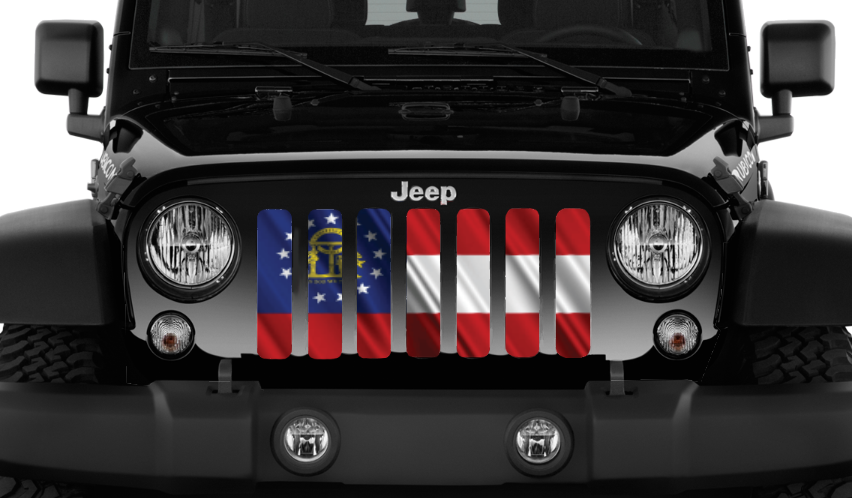 Waving Georgia State Flag Grille Insert