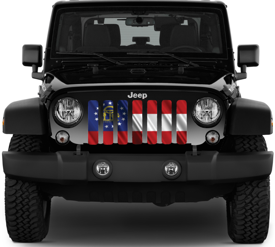 Waving Georgia State Flag Grille Insert