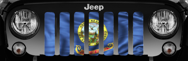 Waving Idaho State Flag Grille Insert