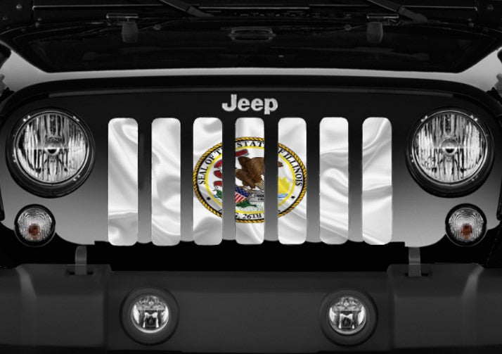 Waving Illinois State Flag Grille Insert