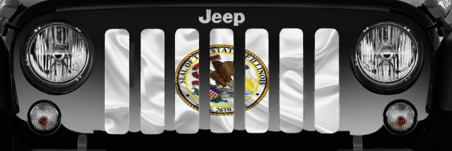 Waving Illinois State Flag Grille Insert