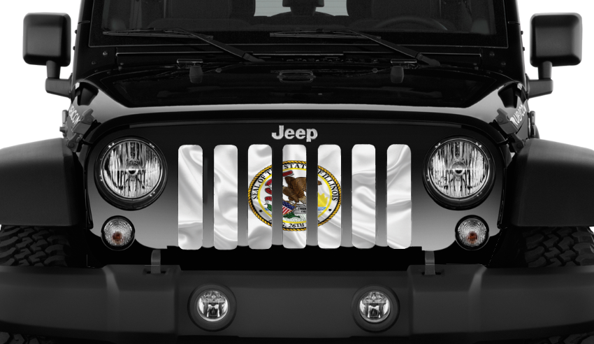 Waving Illinois State Flag Grille Insert