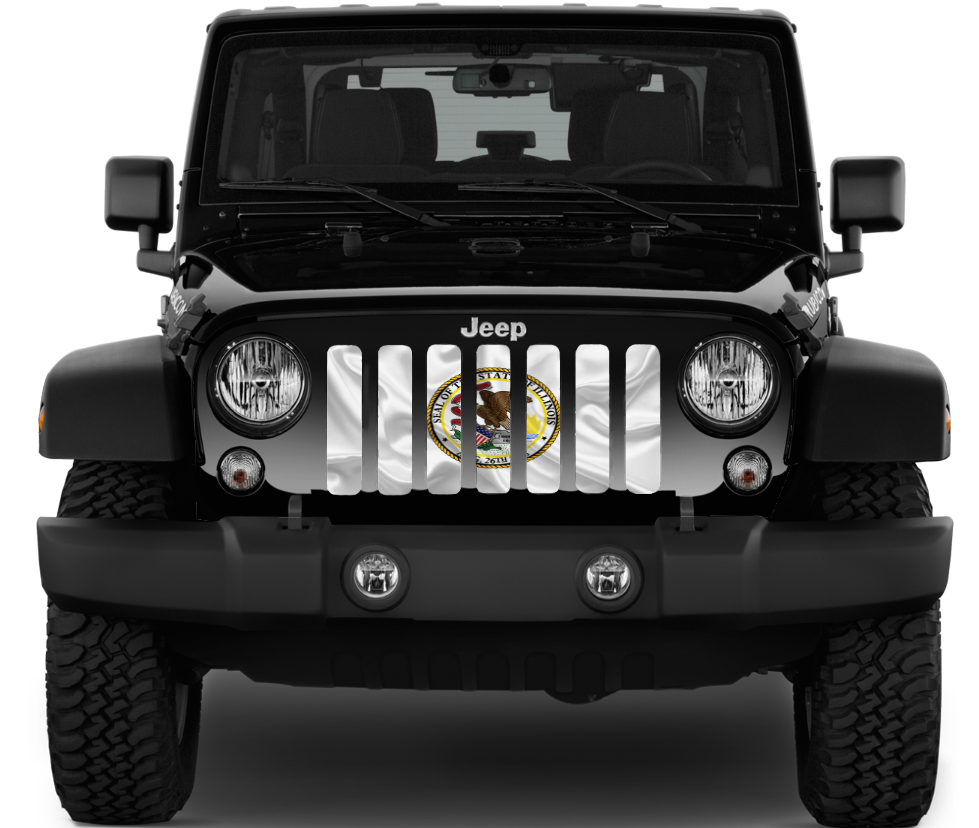 Waving Illinois State Flag Grille Insert