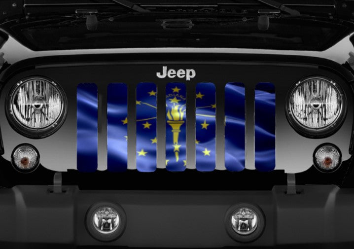 Waving Indiana State Flag Jeep Grille Insert