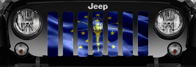 Waving Indiana State Flag Jeep Grille Insert
