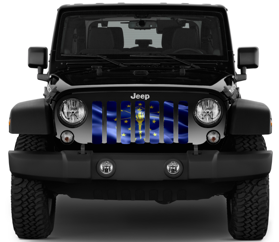 Waving Indiana State Flag Jeep Grille Insert