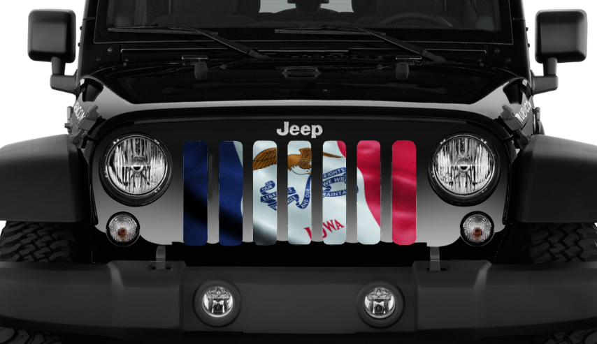 Waving Iowa State Flag Grille Insert