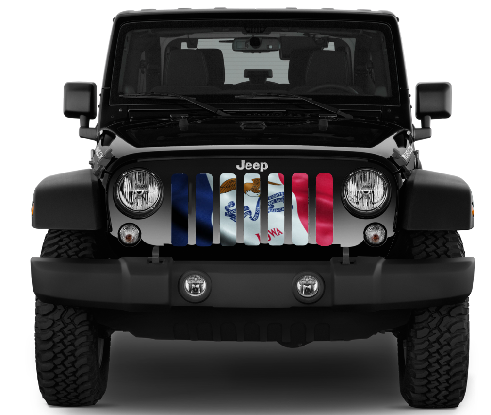 Waving Iowa State Flag Grille Insert
