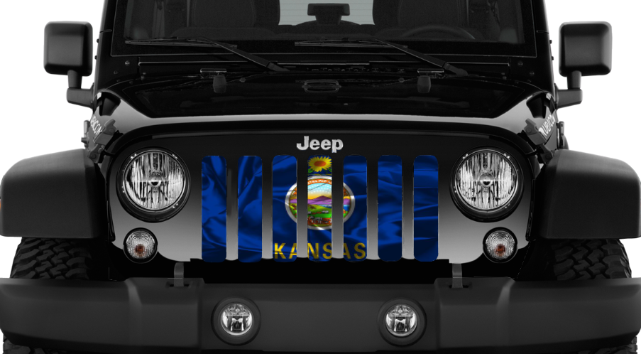 Waving Kansas State Flag Grille Insert