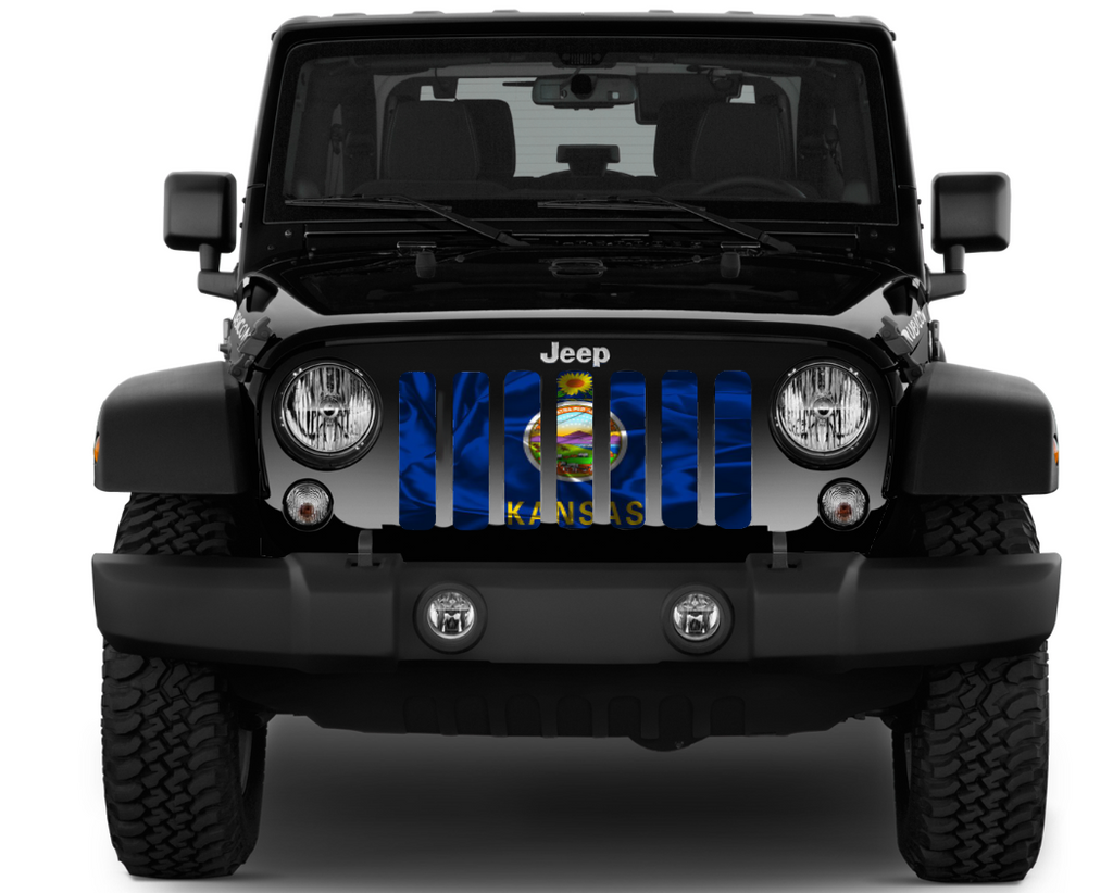 Waving Kansas State Flag Grille Insert