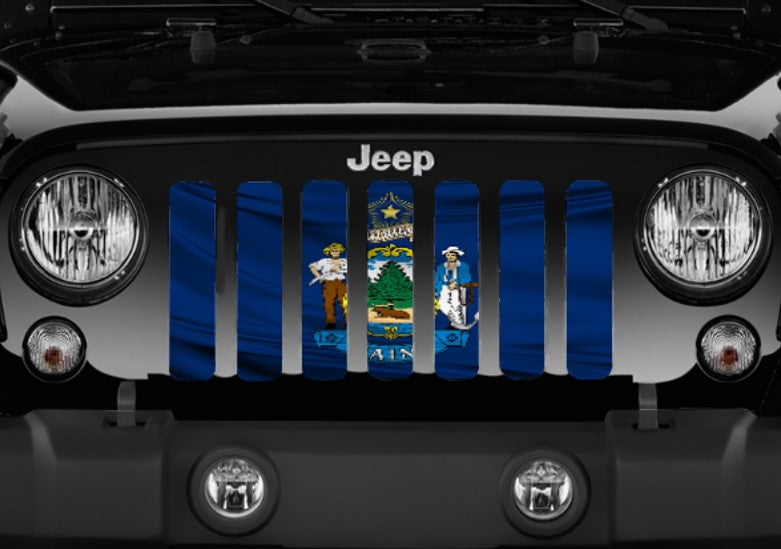 Waving Maine State Flag Grille Insert