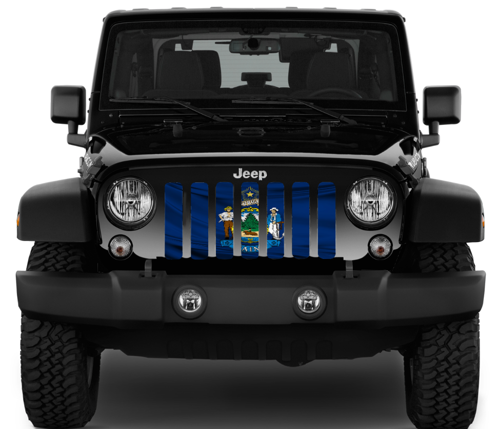 Waving Maine State Flag Grille Insert
