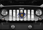 Waving Massachusetts State Flag Grille Insert