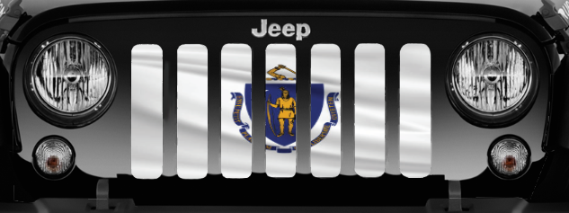 Waving Massachusetts State Flag Grille Insert