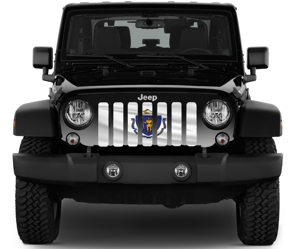 Waving Massachusetts State Flag Grille Insert
