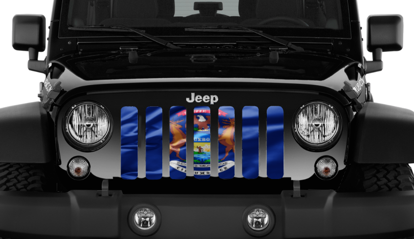 Waving Michigan State Flag Grille Insert