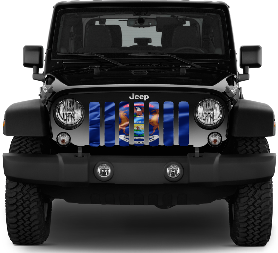 Waving Michigan State Flag Grille Insert