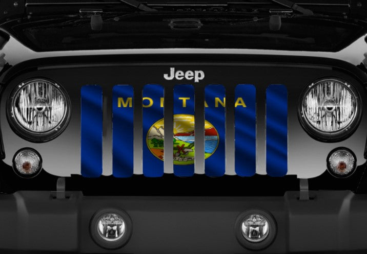 Waving Montana State Flag Grille Insert
