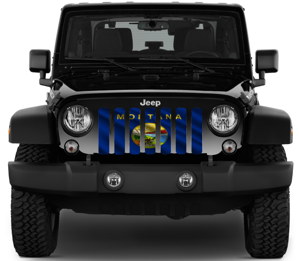 Waving Montana State Flag Grille Insert