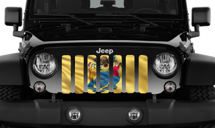 Waving New Jersey State Flag Grille Insert