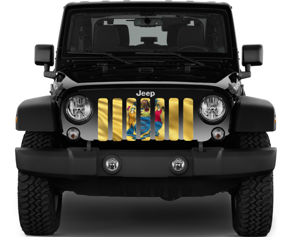 Waving New Jersey State Flag Grille Insert