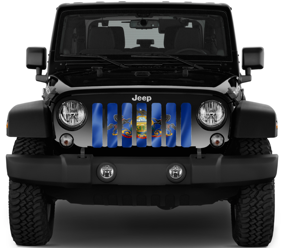 Waving Pennsylvania State Flag Grille Insert