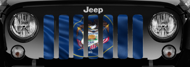 Waving Utah State Flag Grille Insert