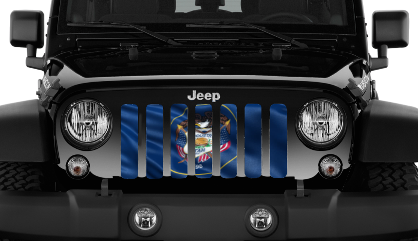 Waving Utah State Flag Grille Insert