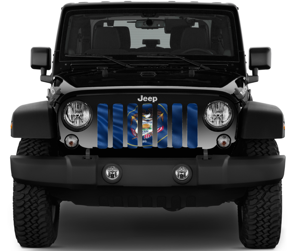 Waving Utah State Flag Grille Insert
