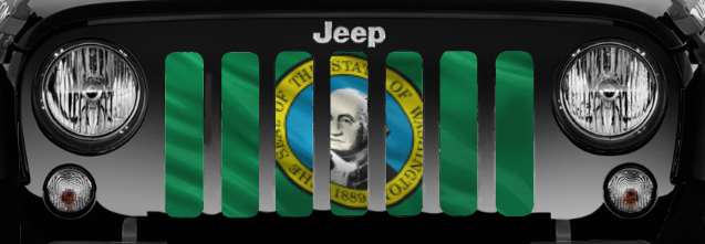Waving Washington State Flag Grille Insert