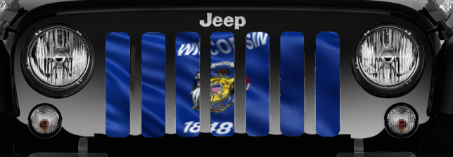 Waving Wisconsin State Flag Grille Insert