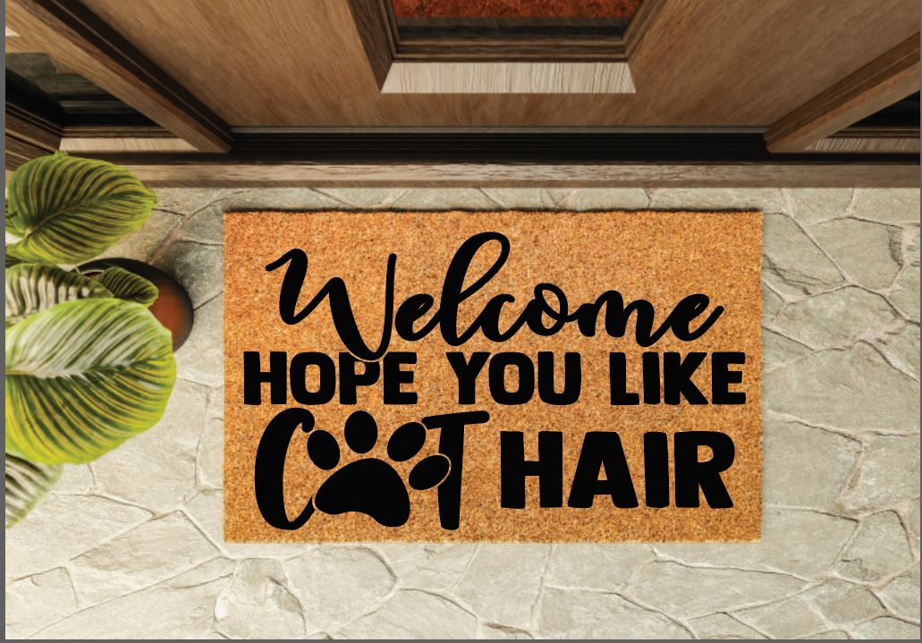 Welcome Hope You Like Cat Hair Paw Print Welcome Mat