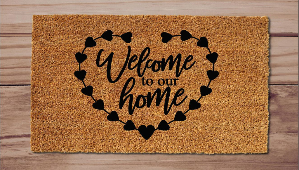 Welcome To Our Home Heart Welcome Mat