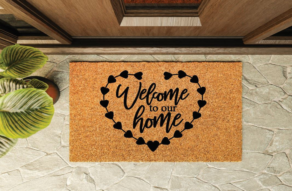 Welcome To Our Home Heart Welcome Mat