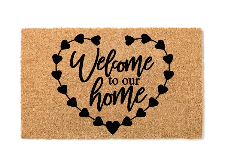 Welcome To Our Home Heart Welcome Mat