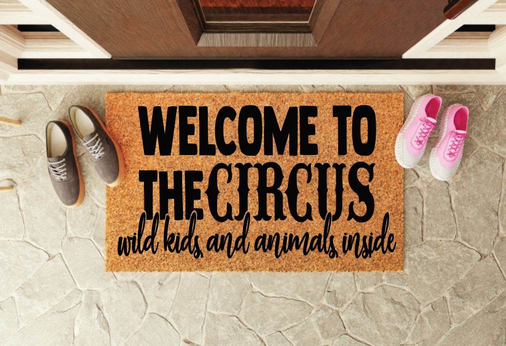 Welcome To The Circus Wild Kids and Animals Inside Welcome Mat