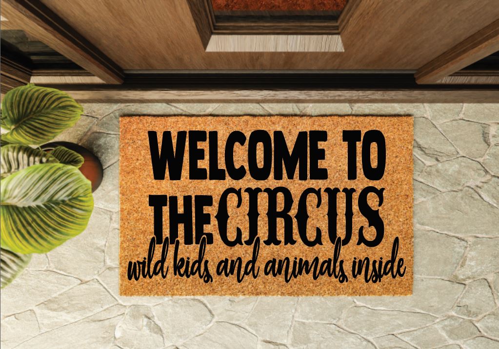 Welcome To The Circus Wild Kids and Animals Inside Welcome Mat