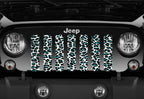 Platinum Teal White Leopard Print Grille Insert