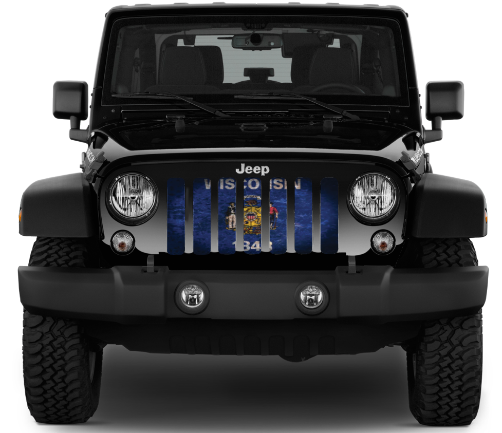 Wisconsin Grunge State Flag Grille Insert