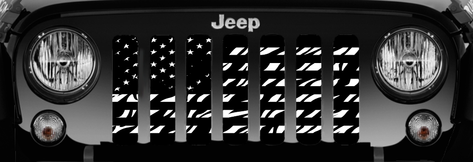 Platinum Zebra Print American Flag Grille Insert