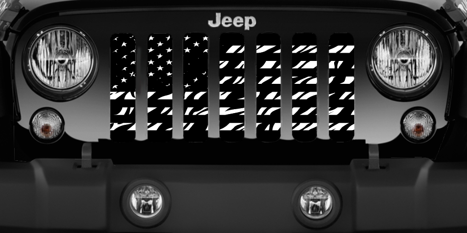 Zebra Print American Flag Grille Insert
