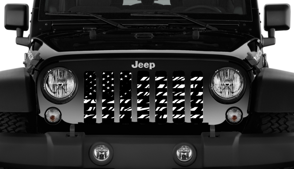 Platinum Zebra Print American Flag Grille Insert