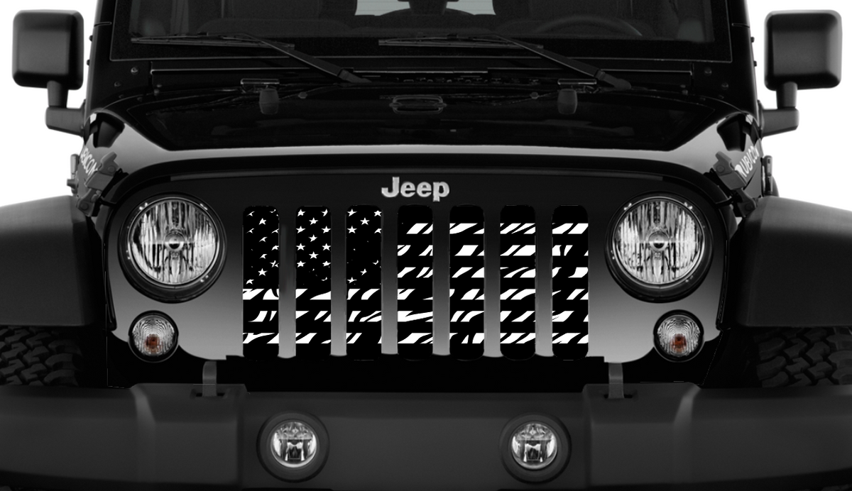 Platinum Zebra Print American Flag Grille Insert