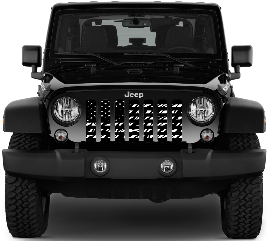 Platinum Zebra Print American Flag Grille Insert
