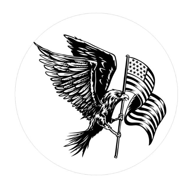 American Eagle + Flag White  Spare Tire Cover